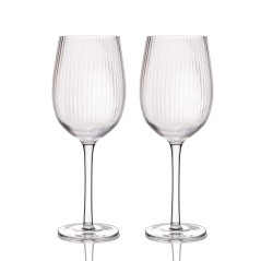 BarCraft Set of 2 Ridged Wine Glasses