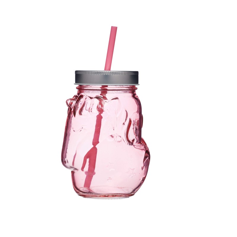 BarCraft Unicorn Pink Glass Drinks Jar with Straw BarCraft Unicorn Pink Glass Drinks Jar with Straw