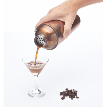 BarCraft Stainless Steel Iridescent Copper-Finish Cocktail Shaker with Built In Strainer