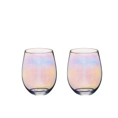 BarCraft Set of Two Iridescent Glass Tumblers