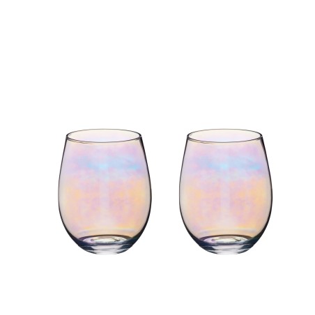 BarCraft Set of Two Iridescent Glass Tumblers