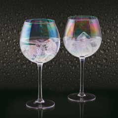 BarCraft Set of Two Iridescent Gin Glasses