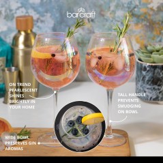 BarCraft Set of Two Iridescent Gin Glasses