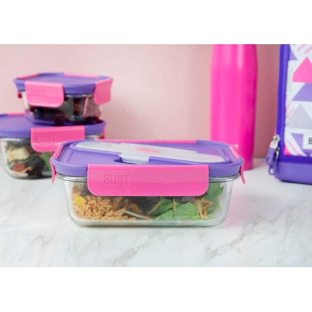 Built Active Glass 900ml Lunch Box with Cutlery