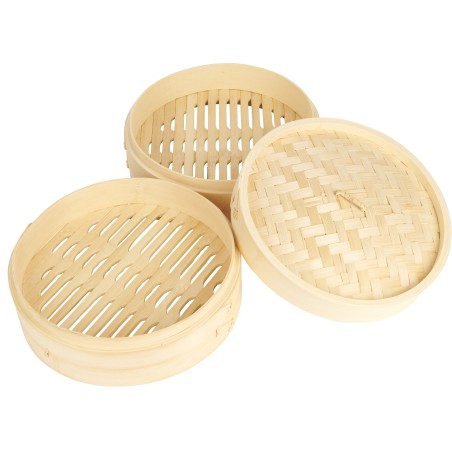 World of Flavours Oriental Large Two Tier Bamboo Steamer