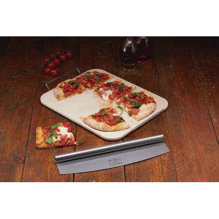 World of Flavours Italian Large Pizza Stone & Cutter