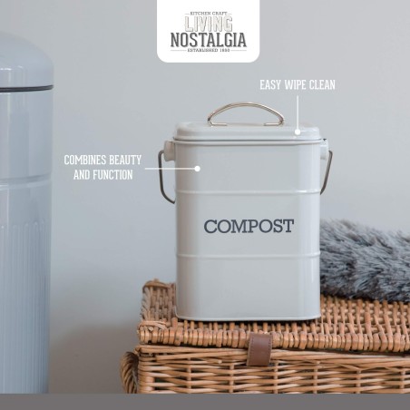 KitchenCraft Living Nostalgia 3L Steel Compost Bin