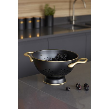 MasterClass 24cm Stainless Steel Matt Black and Brass Colander