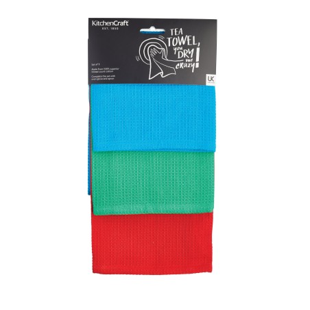 KitchenCraft Cotton Waffle Tea Towels - Brights