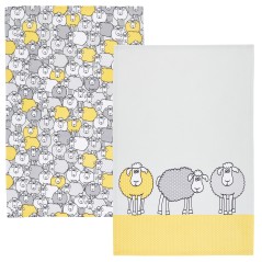 KitchenCraft Set of 2 Yellow Sheep Tea Towels