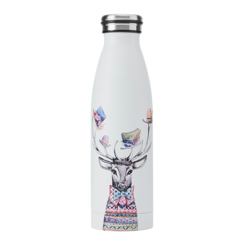 Mikasa Tipperleyhill Stag Double-Walled Stainless Steel Bottle, 500ml Mikasa Tipperleyhill Stag Double-Walled Stainless Steel Bottle, 500ml