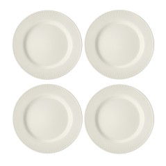Mikasa Cranborne 4-Piece Stoneware Dinner Plate Set, 27cm, Cream