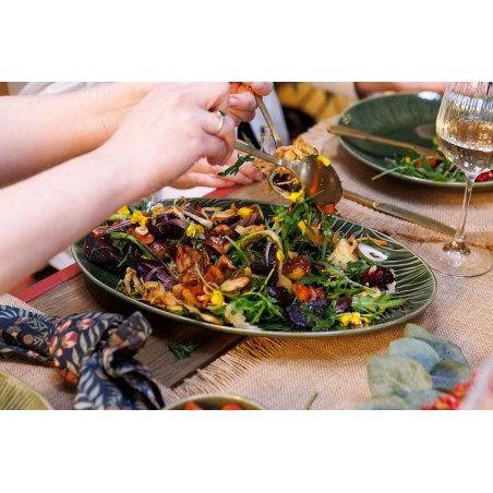Mikasa Jardin Stoneware Oval Serving Platter, 36cm, Green