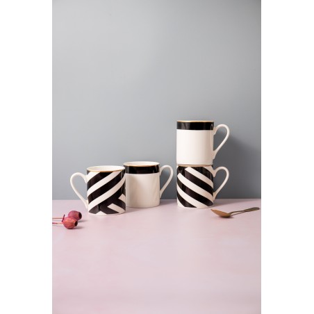 Mikasa Luxe Deco 4-Piece China Mug Set, 380ml