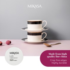 Mikasa Luxe Deco 2-Piece China Tea Cup and Saucer Set, 200ml