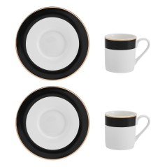 Mikasa Luxe Deco 2-Piece China Espresso Cup and Saucer Set, 100ml