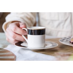 Mikasa Luxe Deco 2-Piece China Espresso Cup and Saucer Set, 100ml