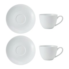 Mikasa Chalk Set of 2 Porcelain Cappuccino Cups and Saucers, 310ml, White