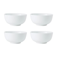 Mikasa Chalk 4-Piece Porcelain Cereal Bowl Set, 14cm, White