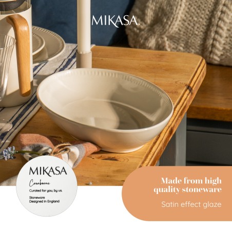 Mikasa Cranborne Stoneware Serving Bowl, 30.5cm, Cream