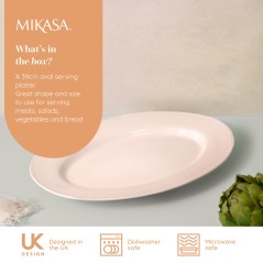 Mikasa Cranborne Stoneware Oval Serving Platter, 39cm, Cream