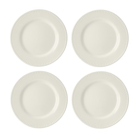 Mikasa Cranborne 4-Piece Stoneware Side Plate Set, 21cm, Cream