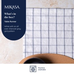 Mikasa Industrial Check Linen-Blend Table Runner, 230 x 33cm