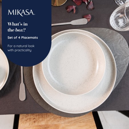 Mikasa Pebble-Shaped PU Placemats, Set of 4, Grey