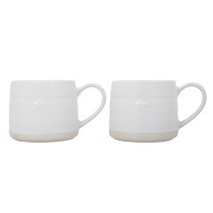 Mikasa Farmhouse Star Stoneware Mugs, Set of 2, 380ml, White