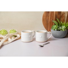 Mikasa Farmhouse Star Stoneware Mugs, Set of 2, 380ml, White