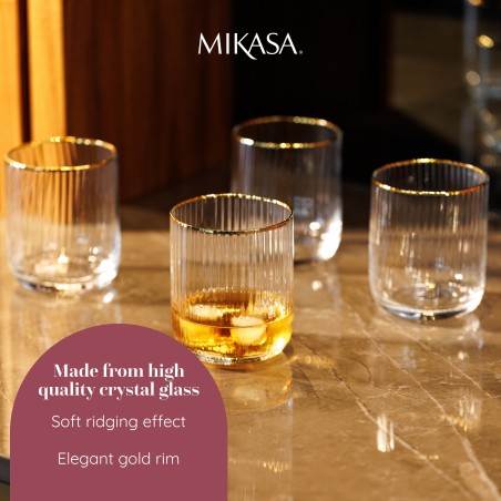 Mikasa Sorrento 4-Piece Crystal Tumbler Glass Set, 400ml