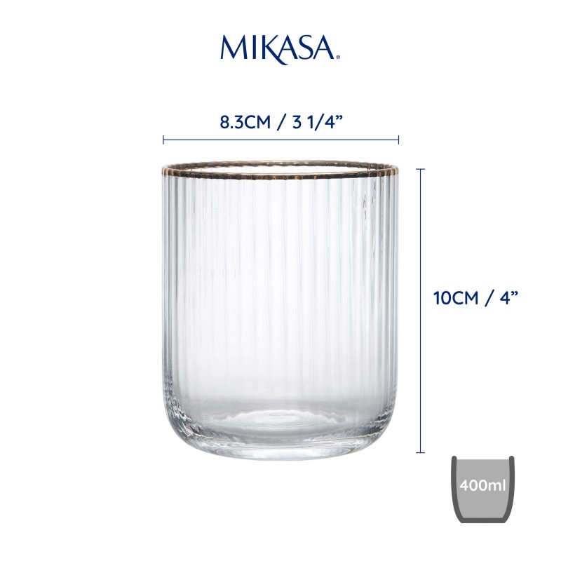 Mikasa Sorrento 4 Piece Crystal Tumbler Glass Set 400ml