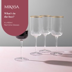 Mikasa Sorrento 4-Piece Crystal Red Wine Glass Set, 450ml