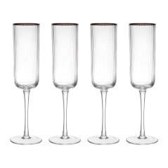 Mikasa Sorrento 4-Piece Crystal Flute Glass Set, 200ml