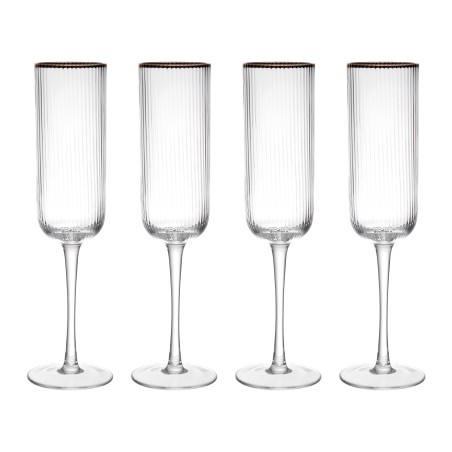 Mikasa Sorrento 4-Piece Crystal Flute Glass Set, 200ml