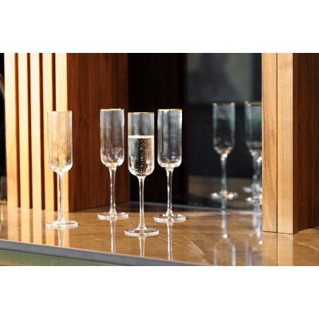 Mikasa Sorrento 4-Piece Crystal Flute Glass Set, 200ml