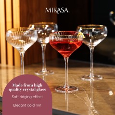 Mikasa Sorrento 4-Piece Crystal Coupe Glass Set, 350ml