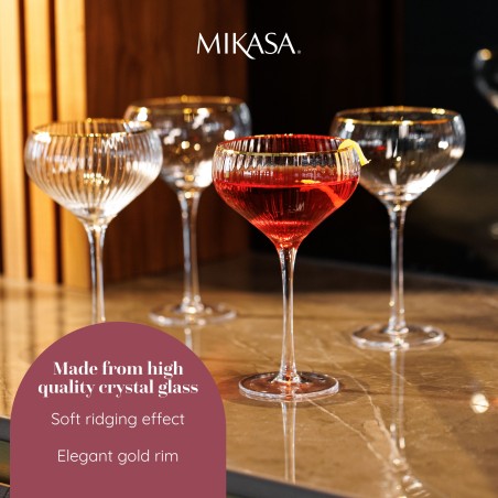 Mikasa Sorrento 4-Piece Crystal Coupe Glass Set, 350ml