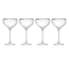 Mikasa Sorrento 4-Piece Crystal Coupe Glass Set, 350ml