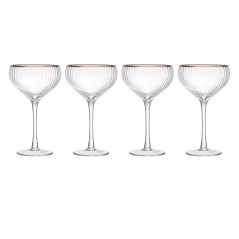 Mikasa Sorrento 4-Piece Crystal Coupe Glass Set, 350ml