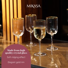 Mikasa Sorrento 4-Piece Crystal White Wine Glass Set, 400ml