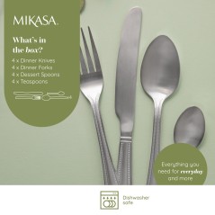 Mikasa Portobello Stainless Steel Cutlery Set, 16 Piece