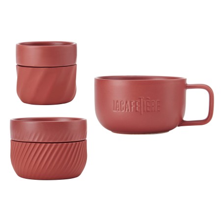 La Cafetière 3pc Family Mug Set, 380ml, 200ml and 100ml, Red