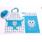 SmileKidz Children's Blue Ollie Owl Apron, Chef's Hat & Tea Towel Textile Gift Set