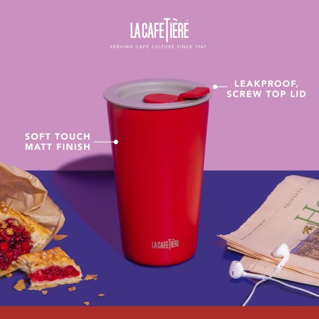 La Cafetière Pavia Insulated Travel Mug, 380ml, Red