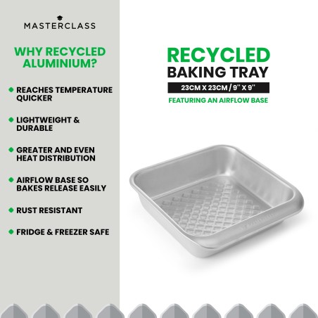 MasterClass Recycled Aluminium Square Baking Tin, 23cm