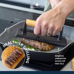 MasterClass Cast Iron Grill Press with Wooden Handle