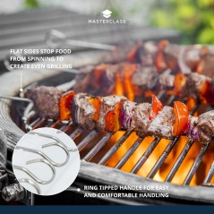 MasterClass Stainless Steel Flat Sided Skewers, Set of 6, 40cm