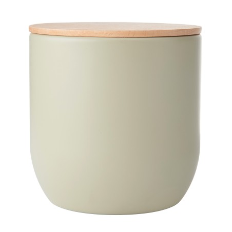 KitchenCraft Idilica Kitchen Canister with Beechwood Lid, 12 x 12cm, Putty