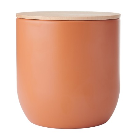 KitchenCraft Idilica Kitchen Canister with Beechwood Lid, 12 x 12cm, Terracotta